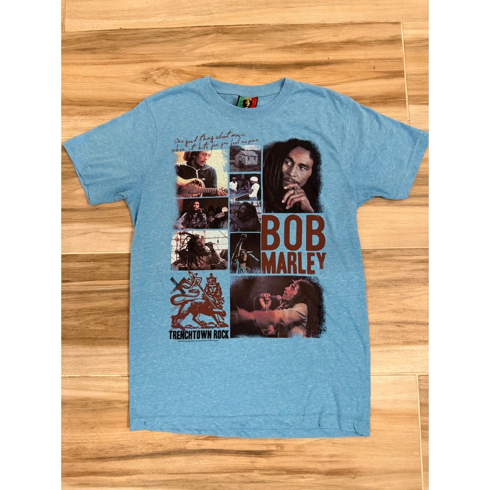 Bob Marley Trenchtown Rock‎ T-Shirt Blue Jamaica Collection Zion Rootswear